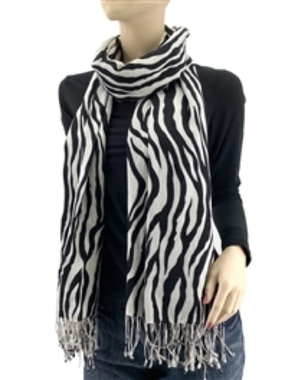 Zebra Animal Print Pashmina Silk, Cashmere Blend...